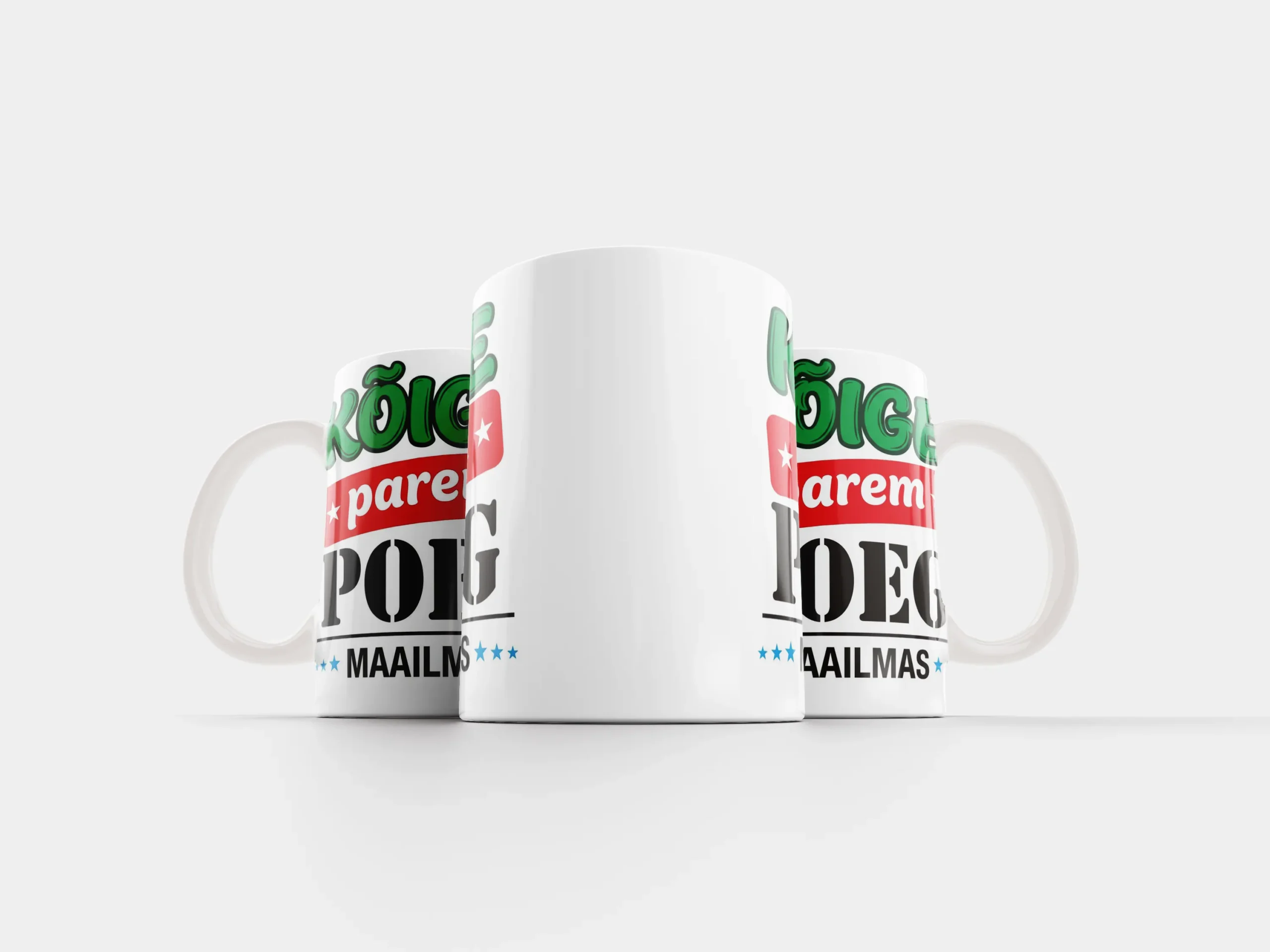 Kruus „Kõige parem poeg“ (valge) – vaade kolmest küljest