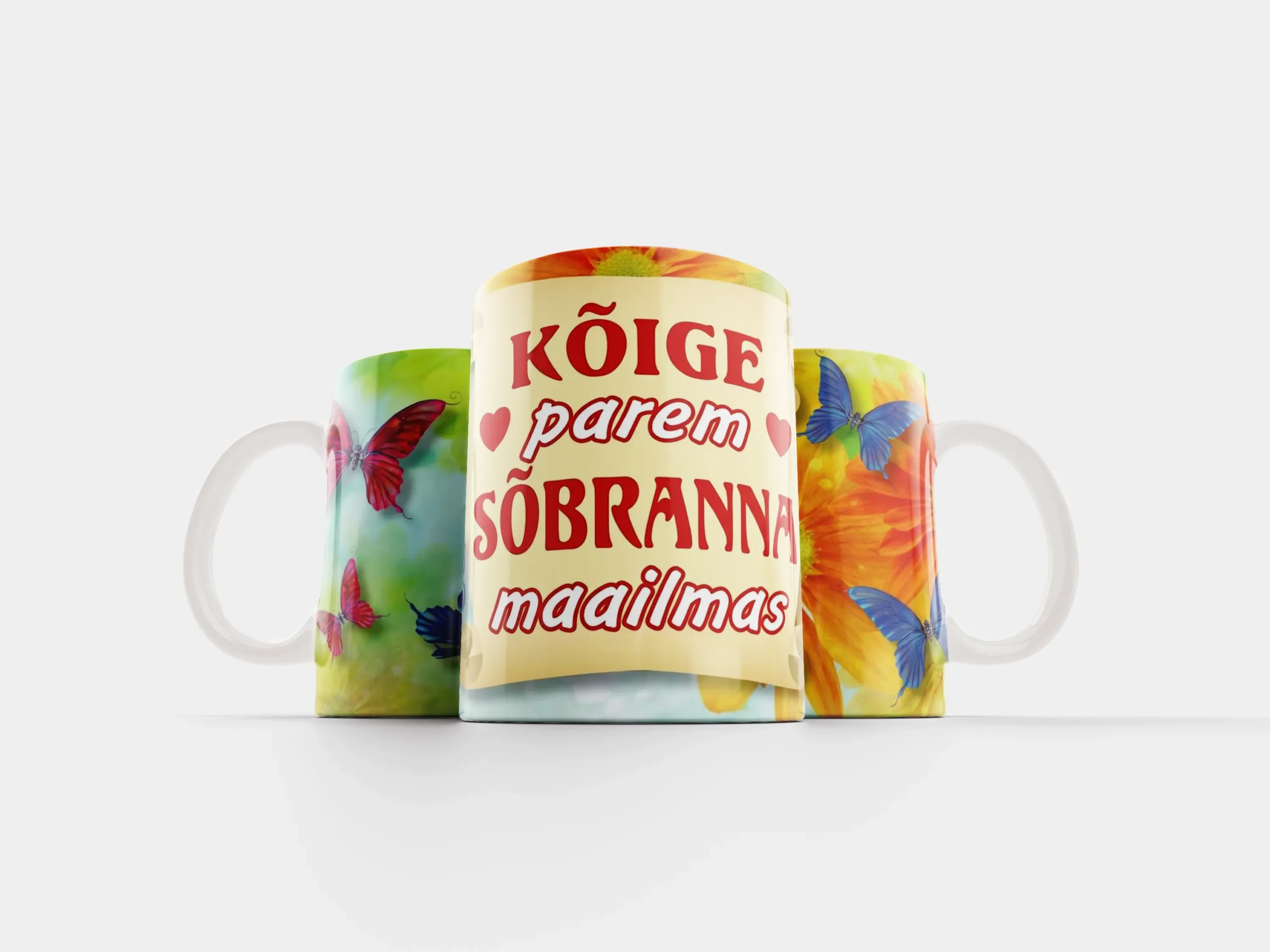 Kruus „Kõige parem sõbranna“ (liblikad) – vaade kolmest küljest